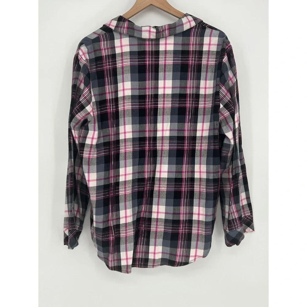 Victoria's Secret Pink & Gray Plaid Pajama Set W/Silver Thread-Womens‎ Sz Large